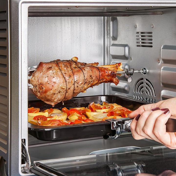 Drehspiess Grillgabel 25Cm Edelstahl Brathähnchengabel Für Heissluftfritteuse Und Backofen Rotierend