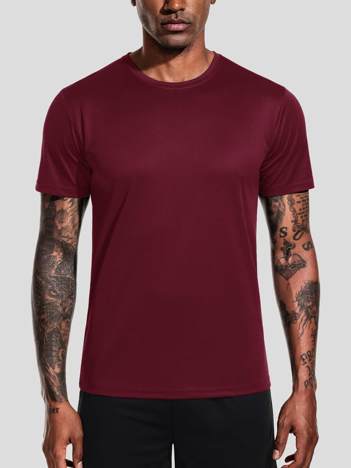 Teesmen T-Shirt Für Herren Kurzarm Rundhals Einfarbige Sport Basic Männer 5er Polyester Oder Baumwol