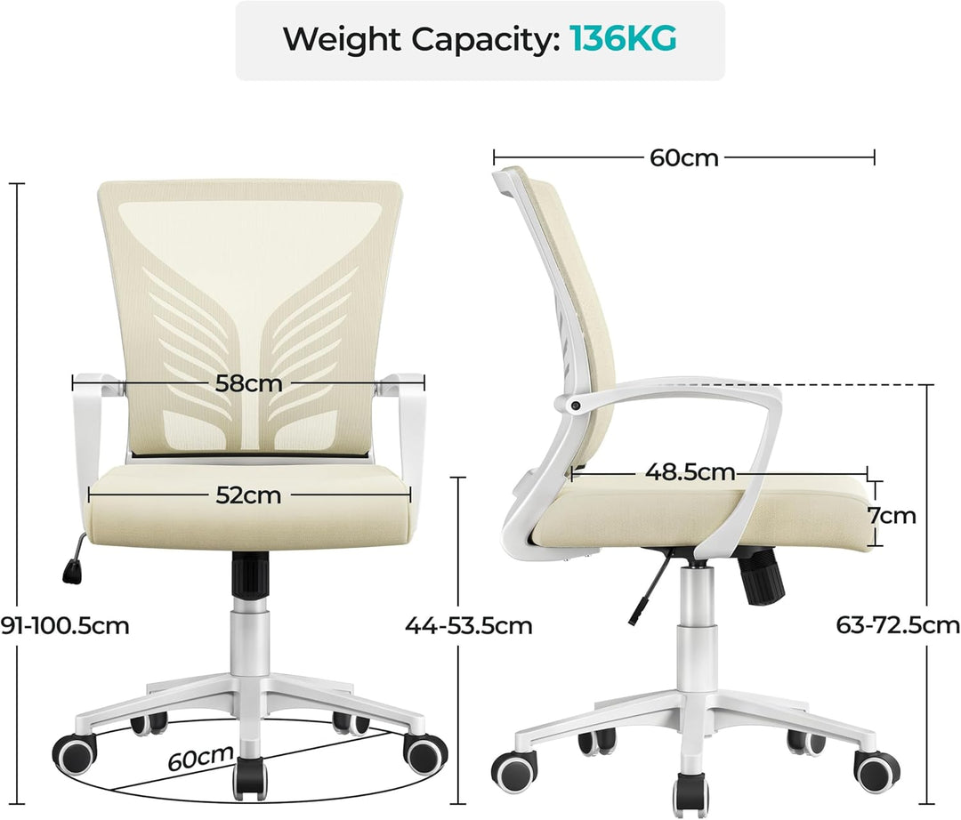 Yaheetech Bürostuhl Ergonomisch Schreibtischstuhl mit Schaukelfunktion Drehstuhl mit Gepolstertem Si
