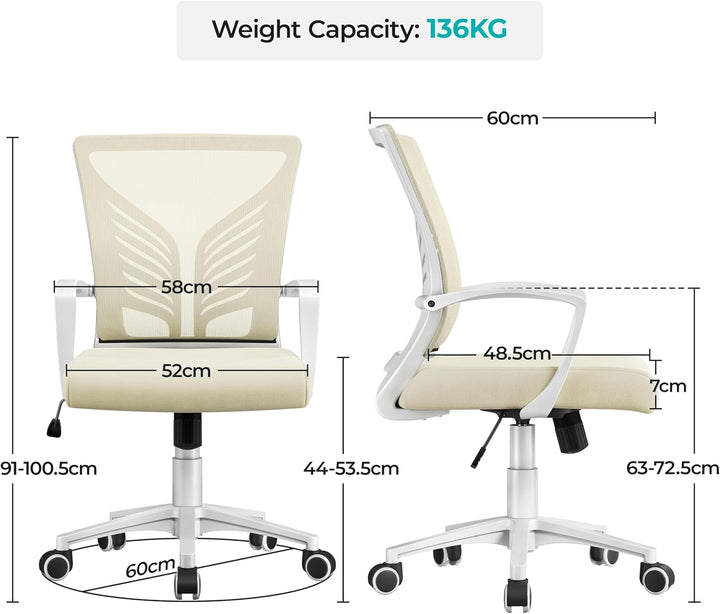 Yaheetech Bürostuhl Ergonomisch Schreibtischstuhl mit Schaukelfunktion Drehstuhl mit Gepolstertem Si