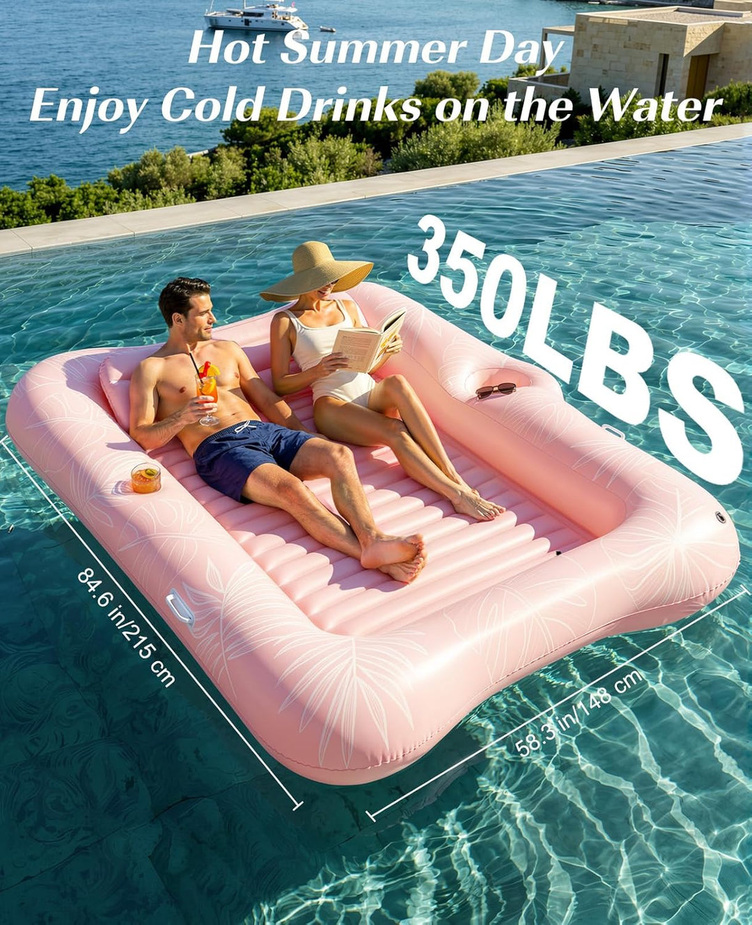 HeySplash Aufblasbares Pool Luftmatratze mit Tassenhalter, Pool Aufblasbares Bett in Meerjungfrau Sc