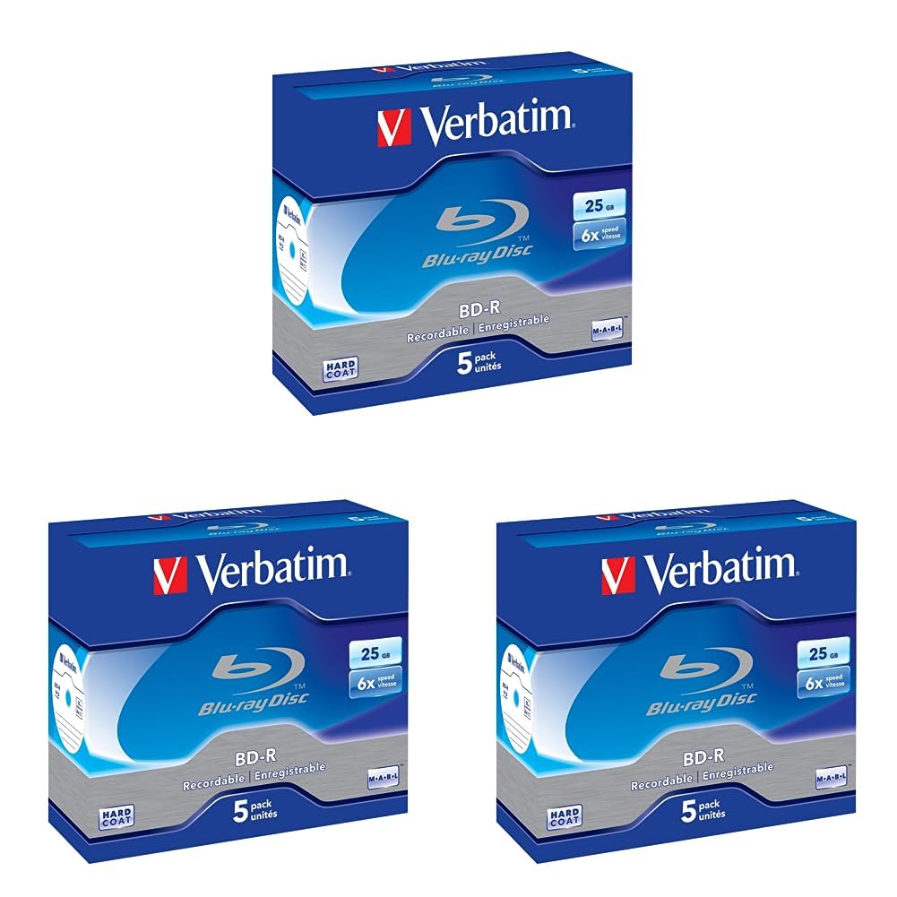 Verbatim BD-R Single Layer 6 -fache Brenngeschwindigkeit, Printable Surface Scratchguard Plus,5 Stüc