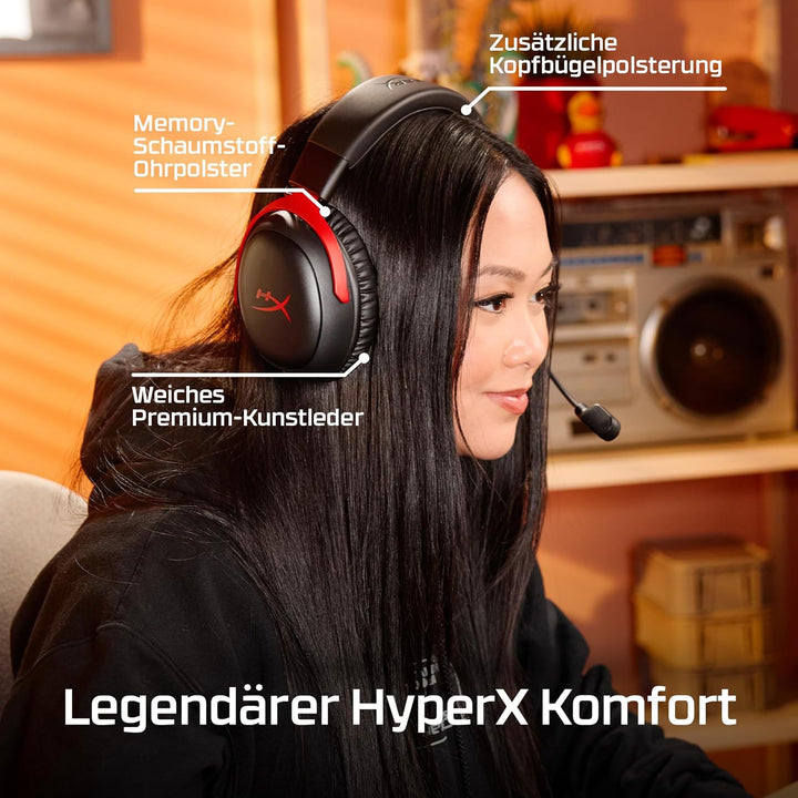 HyperX Cloud III S – Kabelloses Gaming-Headset, Multiplattform, 2,4 GHz, Bluetooth, Akkulaufzeit bis