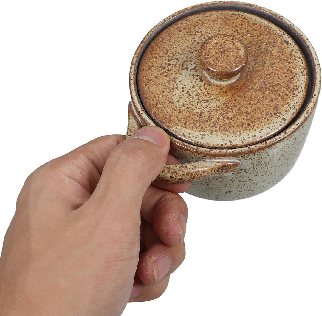 Vintage Keramik Steintopf mit Deckel Japanischer Wasserbad Dampfgarer Vielseitiger Suppentopf für Kl