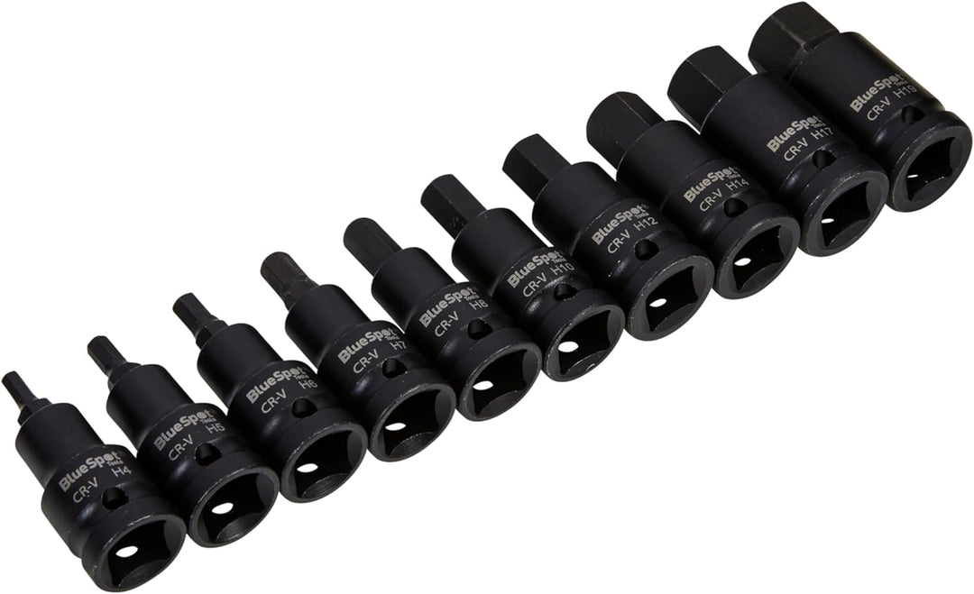 Blue Spot Tools 10 PCE 1/2 Impact Sechskant-Bit-Stecknüsse (H4-H19)