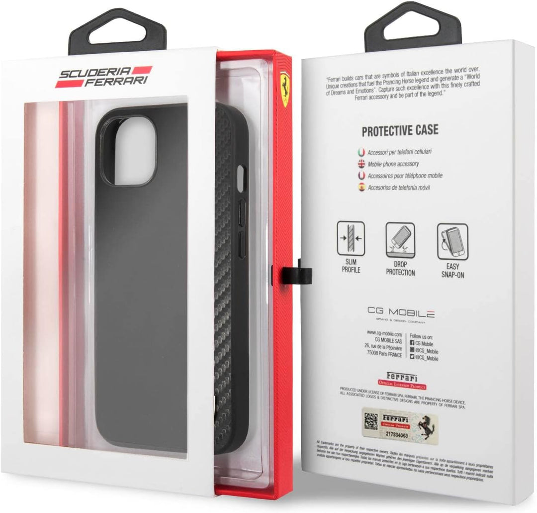 Ferrari FESAXHCP13SBK hülle für iPhone 13 Mini 5,4" schwarz On Track Carbon Stripe