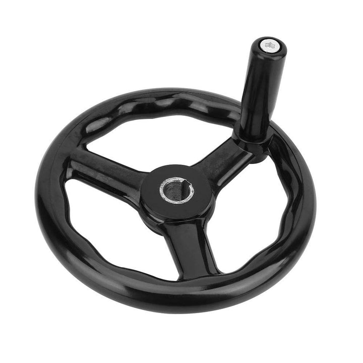 Fafeicy 3 Speichen Drehrad Handrad, 200 * 18mm Bakelite Handrad mit Kurbel, mit Griff, für Werkzeugm