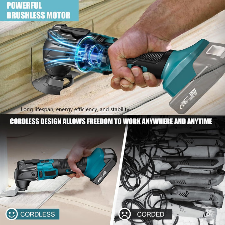 Akku-Multifunktionswerkzeug Kompatibel mit Makita Akku 18V, Kabelloses Oszillierendes Werkzeug-Set,