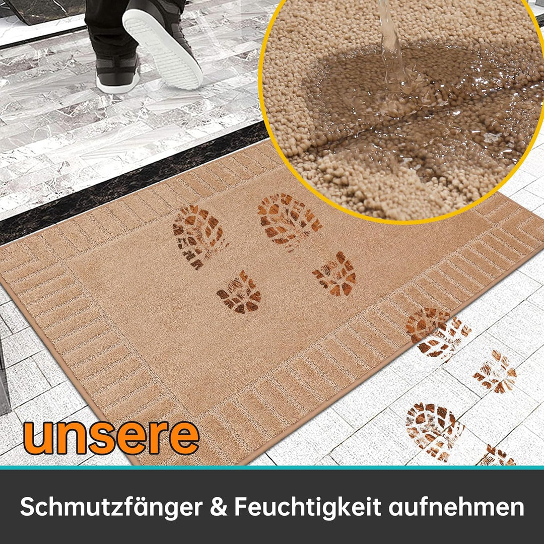 BEQHAUSE Grosse Türmatte Innen, super saugfähige Schmutzfangmatte, rutschfeste waschbare Fussmatte,