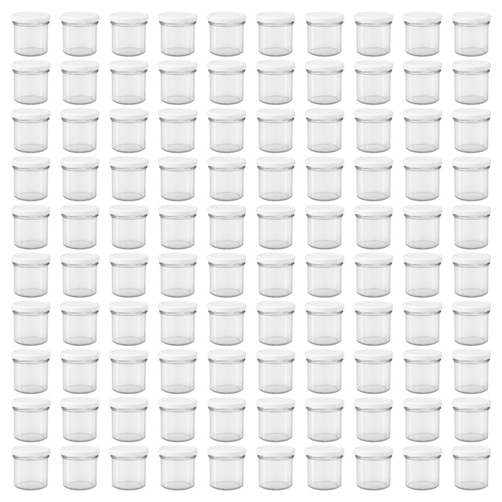 Vitrea 100x Marmeladengläser 125 ml - mit Deckel Weiss TO 66 - Einmachgläser zum befüllen mit Schrau
