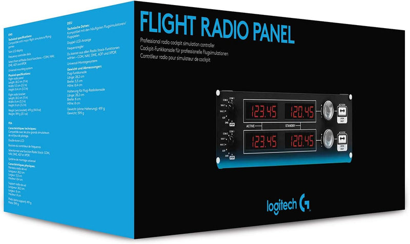 Logitech G Saitek Pro Flight Radio Panel, Radioschalttafel für Flug Simulatoren, 4 Separate LED-Anze