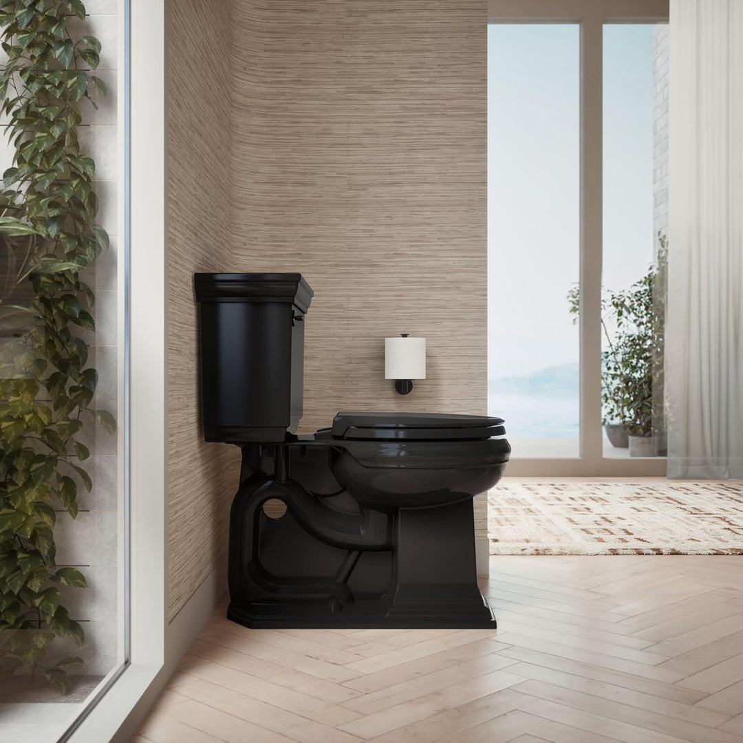 KOHLER 4639-RL-7 Cachet READYLATCH WC-Sitz mit leisem Schliessen, rund, Schwarz Fertige Verriegelung
