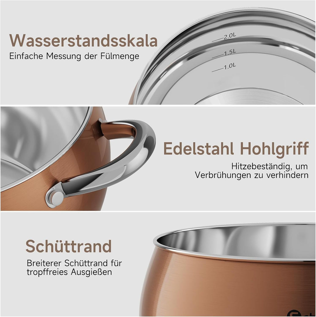 Scheffler Topfset Mit Deckel, 10tlg, Induktions, Für alle Herdarten | Edelstahl-Kochtopfset, 16/18/2