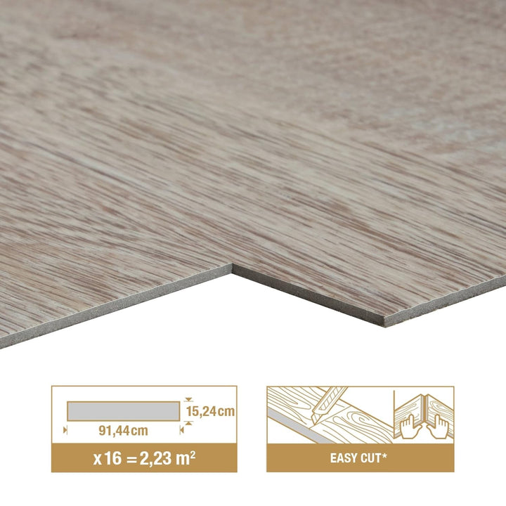 ARTENS - PVC Bodenbelag MAYUM - Selbstklebende Vinyl-Dielen - Vinylboden - Holz-Effekt - Hellgrau/Gr