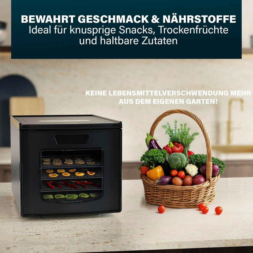 Princess Food Dehydrator mit 6 Edelstahl-Einschüben, Einstellbare Temperatur, Touchscreen, Timer bis