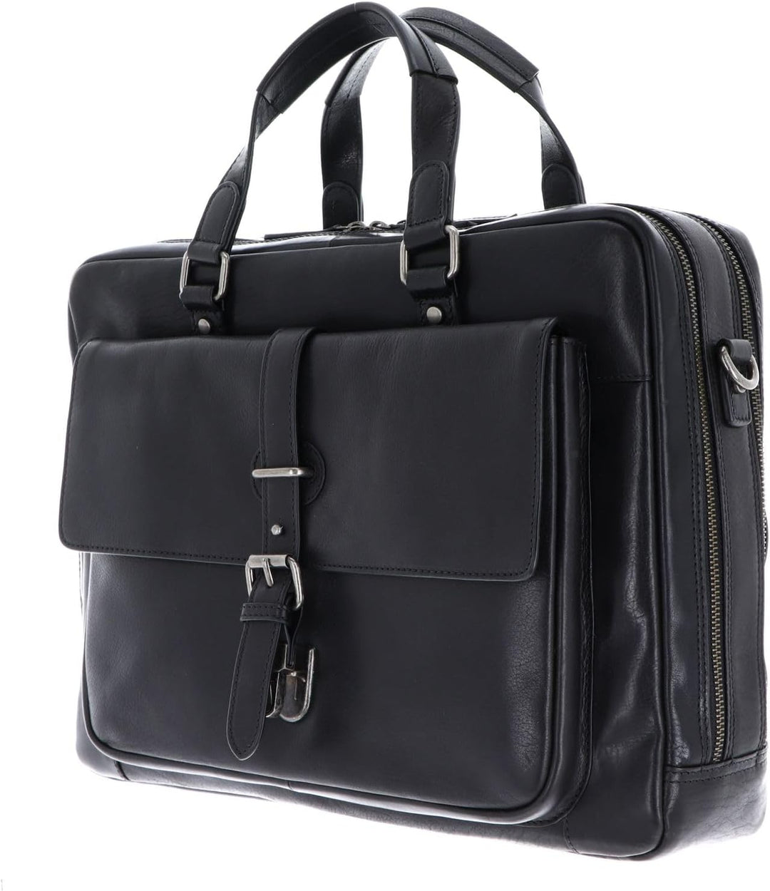 Leonhard Heyden Roma - Aktentasche 2 Fächer. mit Vortasche Leder 15" 41 cm schwarz, Schwarz