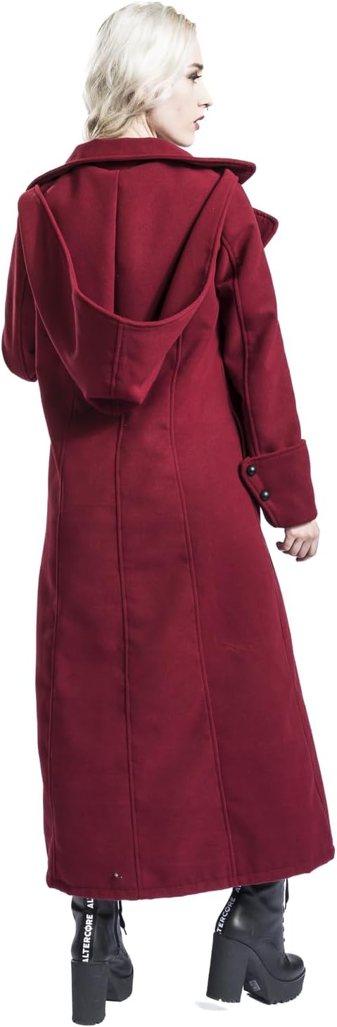 Gothicana by EMP Damen violetter Mantel mit grosser Kapuze XXL Rot, XXL Rot