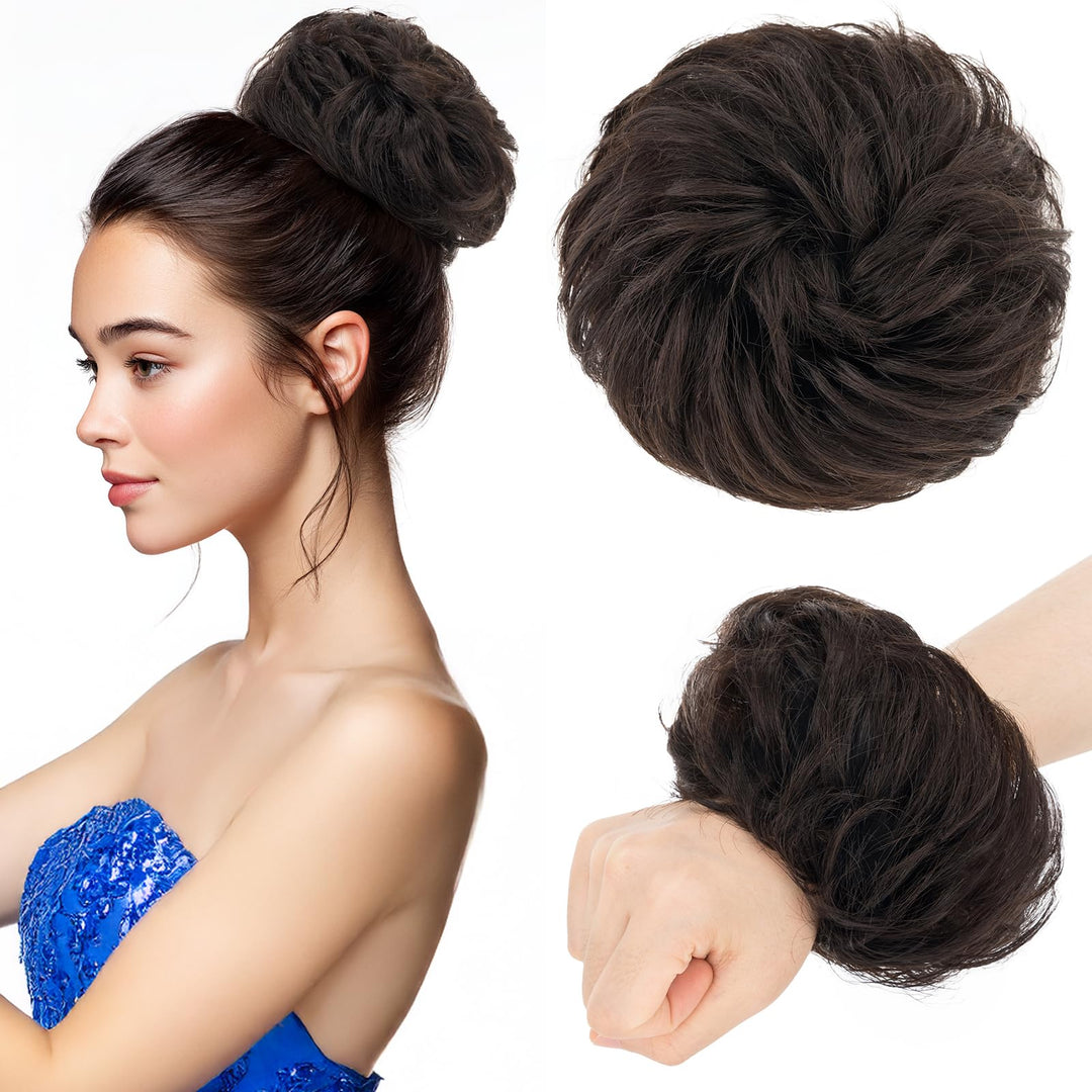 Benehair Echthaar Scrunchies Hochsteckfrisur, Echthaar Haargummi Hochsteckfrisuren, 25g Echte Haare