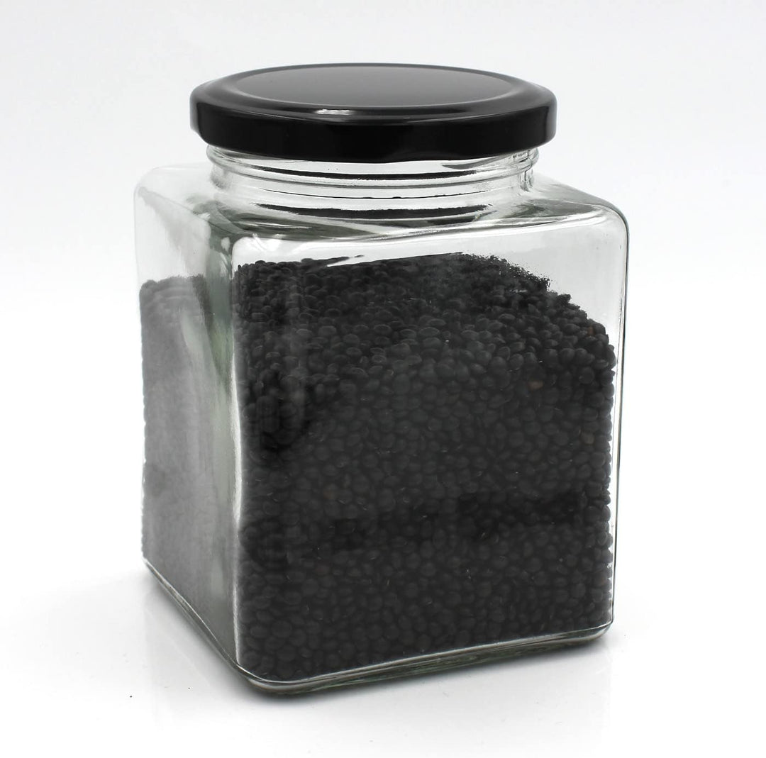 gouveo 10er Set Vorratsgläser 500 ml eckig mit Schraubdeckel schwarz - Leere Schraubgläser zum Befül