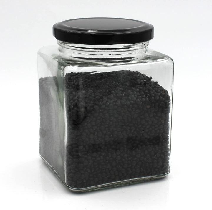 gouveo 10er Set Vorratsgläser 500 ml eckig mit Schraubdeckel schwarz - Leere Schraubgläser zum Befül