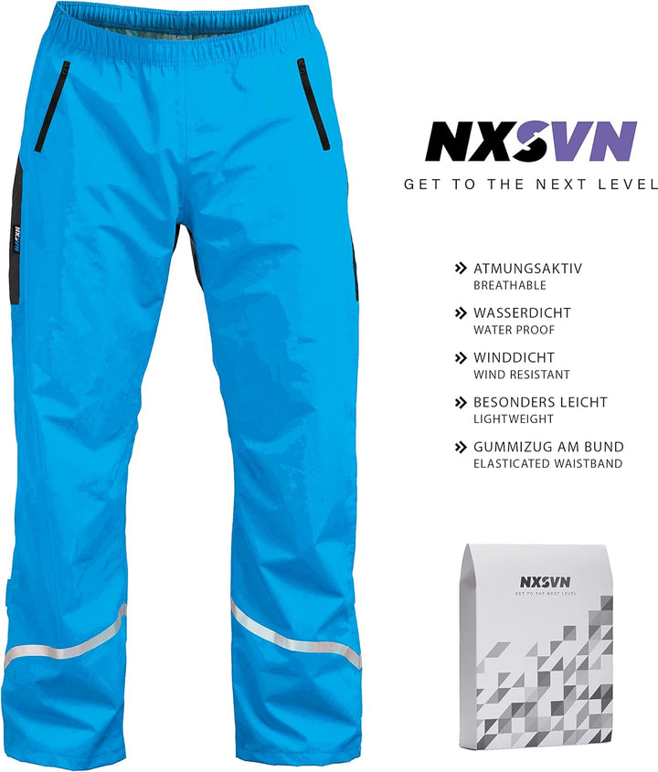 Rubberneck NXSVN Fahrrad Regenhose Atmungsaktiv, Reflektierend mit 3M Reflektoren S Blau, S Blau