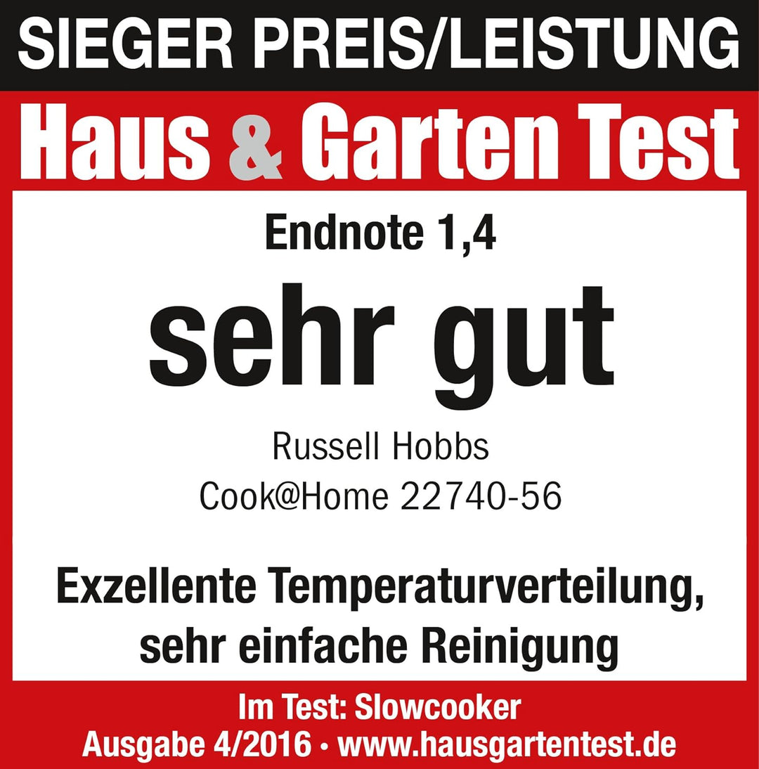 Russell Hobbs Slow Cooker [antihaftbeschichteter 3,5l Gartopf] Schongarer Edelstahl (3 Temperaturein