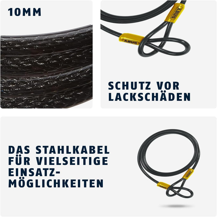 ABUS Schlaufenkabel Cobra 10 - Stahlseil mit Kunststoff ummantelt - Sicherung für Fahrrad- und Motor