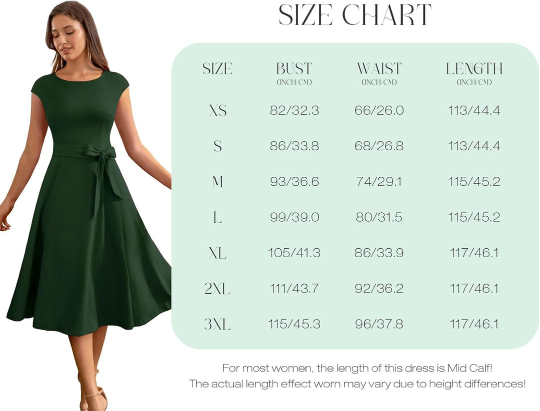 DRESSTELLS Damen Vintage Retro 1950er Cocktaikleid A-Line Swing Festlich Midilang Kleid Darkgreen S,