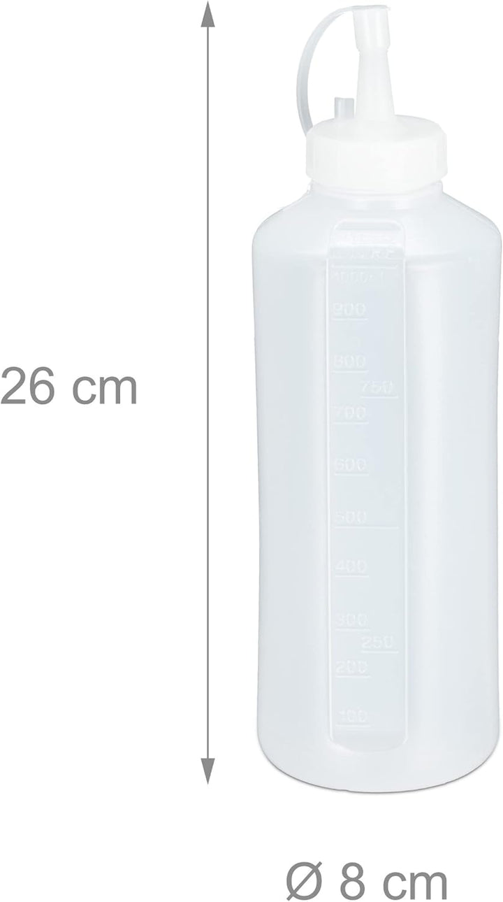 Relaxdays 8 x Quetschflasche, 1000 ml, für Saucen, Spritzflasche zum Befüllen, Squeeze Flasche, Kuns