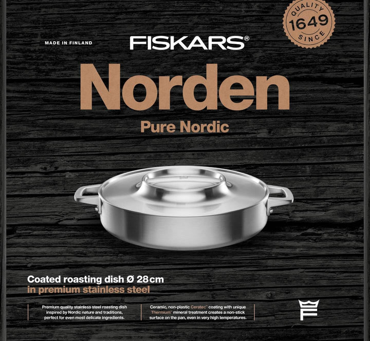 Fiskars Norden Steel Bräter, Ø 28 cm, Für alle Kochfelder geeignet, Mit Antihaftbeschichtung, 106763