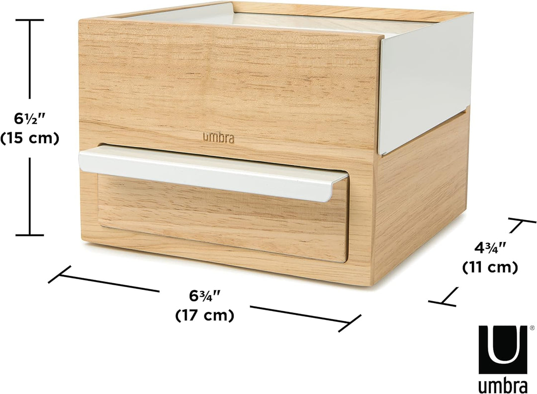 Umbra Stowit Mini Design Schmuckkasten – moderne Schmuck Box mit Geheimfächern für Ringe, Armbänder,
