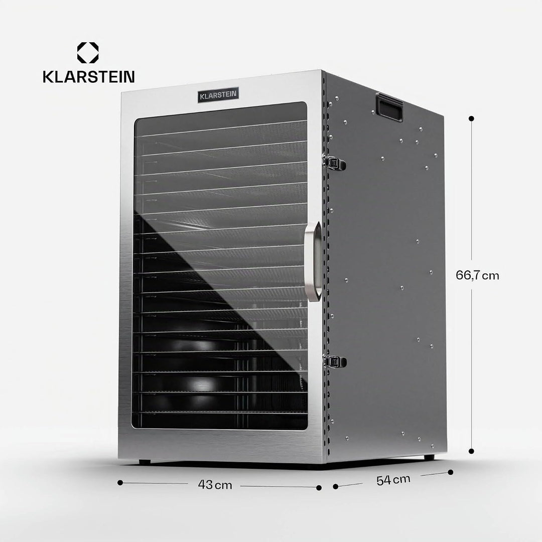Klarstein Dörrgerät, Dörrautomat für Gemüse, Obst, Pilze &amp; Fleisch, 1500W Edelstahl-Dörrautomat, Tro