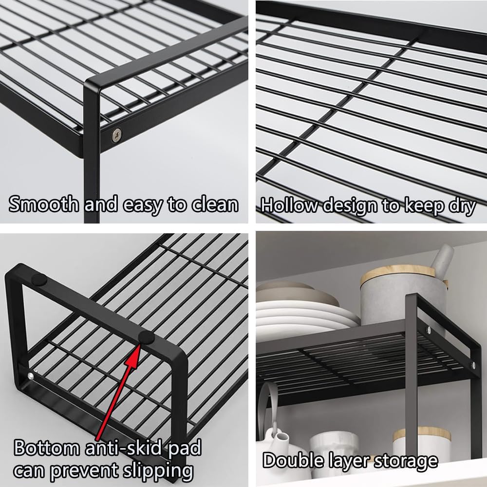 BAIEUEJO 2pcs Schrank Organizer Küchenschrank Organizer mit Anti-Rutsch Matte Küchen Organizer Regal