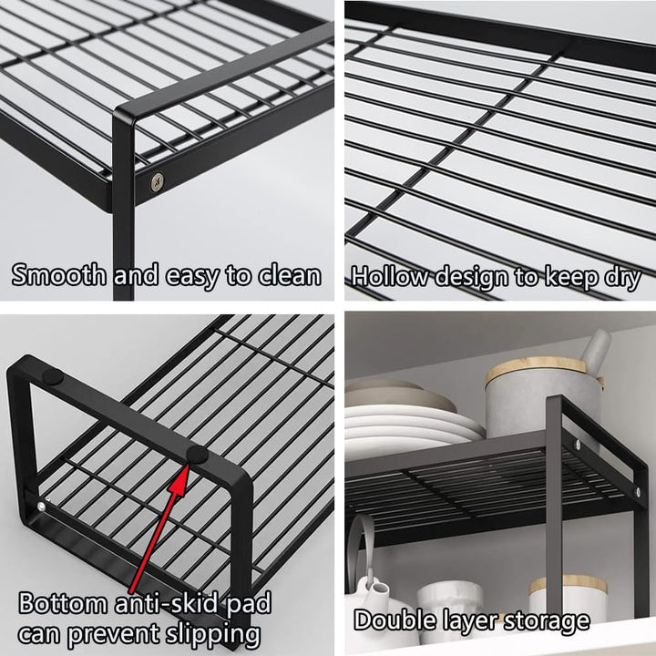 BAIEUEJO 2pcs Schrank Organizer Küchenschrank Organizer mit Anti-Rutsch Matte Küchen Organizer Regal