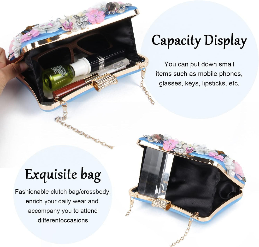 LHHMZ Damen Eleganz Blumen Abend Clutch Taschen Blumen Korn Hochzeits Einkaufstaschen Braut Schulter