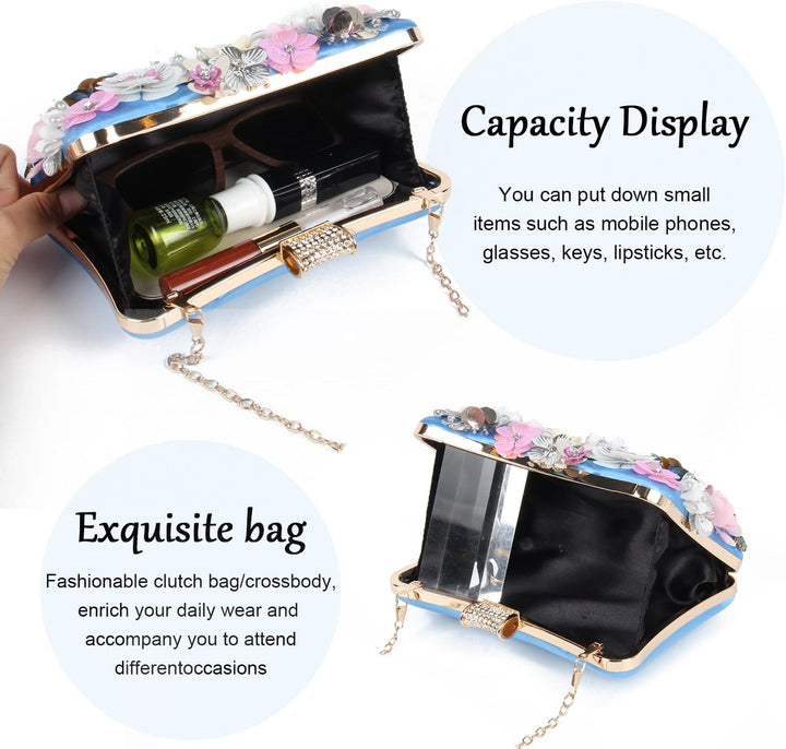 LHHMZ Damen Eleganz Blumen Abend Clutch Taschen Blumen Korn Hochzeits Einkaufstaschen Braut Schulter