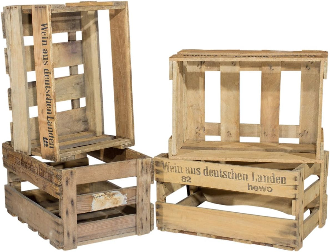 4er-Set alte Weinkisten mit Aufdruck Wein aus Deutschen Landen 46X30,5X24CM