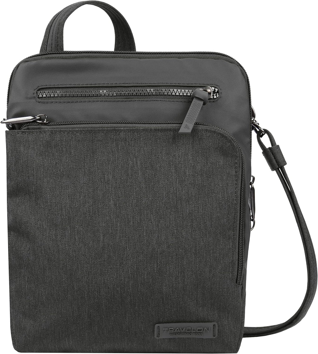 Travelon Unisex Diebstahlschutz Metro Small Crossbody Umhängetasche 9.75 x 10.75 x 2 Grau, 9.75 x 10