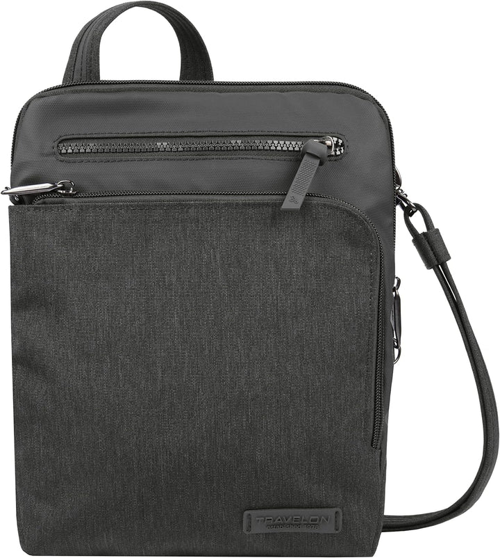 Travelon Unisex Diebstahlschutz Metro Small Crossbody Umhängetasche 9.75 x 10.75 x 2 Grau, 9.75 x 10