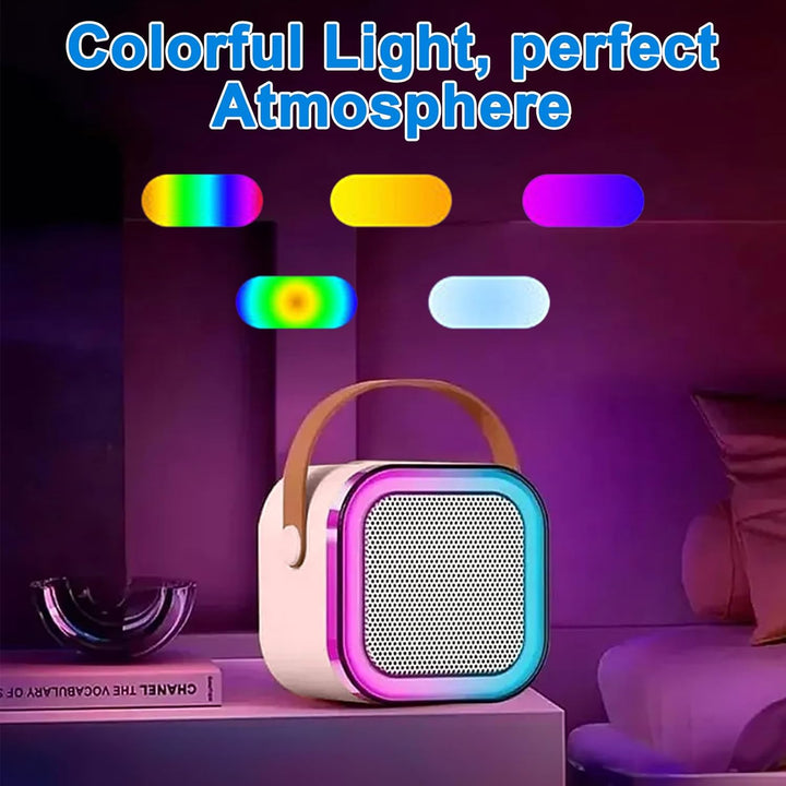 Mini Karaoke Maschine mit 2 Drahtlosen Mikrofonen, Karaoke Maschine Kinder, tragbarer Bluetooth-Laut