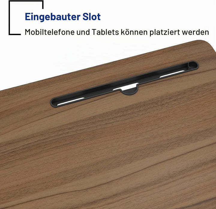 SogesHome Laptoptisch 80 * 40cm höhenverstellbar PC-Tisch mit Rollen, Betttisch, Beistelltisch,Klein