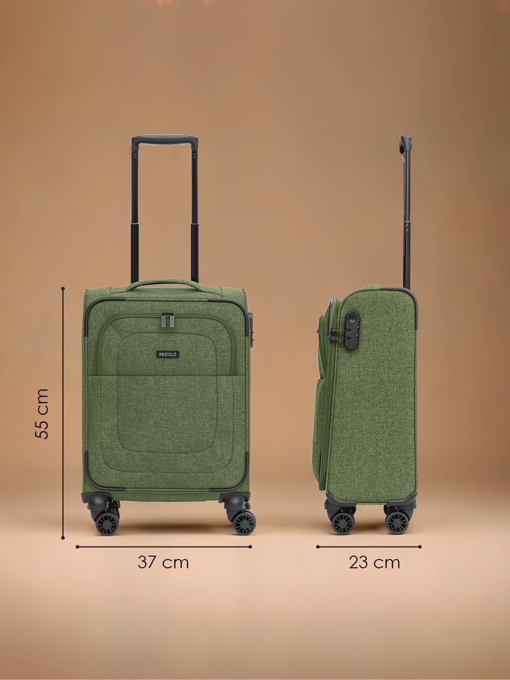 REDOLZ Cabin Weichschalen Kabinen-Koffer | Leichter Trolley mit 4 Doppelrollen für Damen & Herren 37