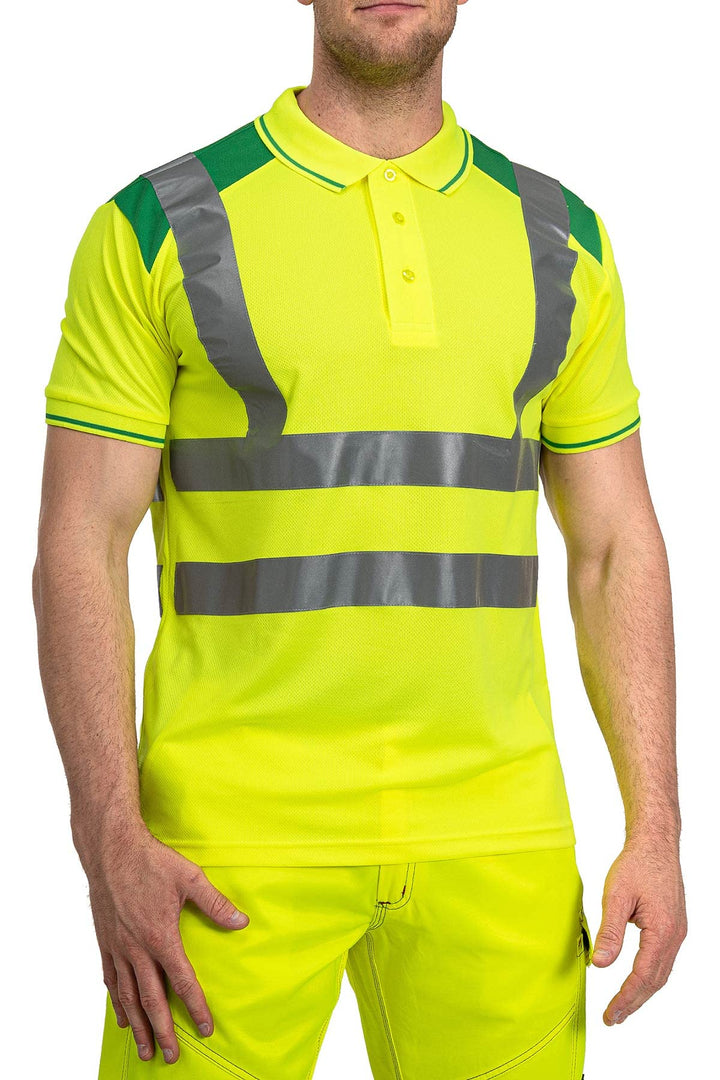 Mivaro Herren Warnschutz Poloshirt, Hohe Sichtbarkeit durch Reflexstreifen EN ISO 20471 Klasse 2 S N