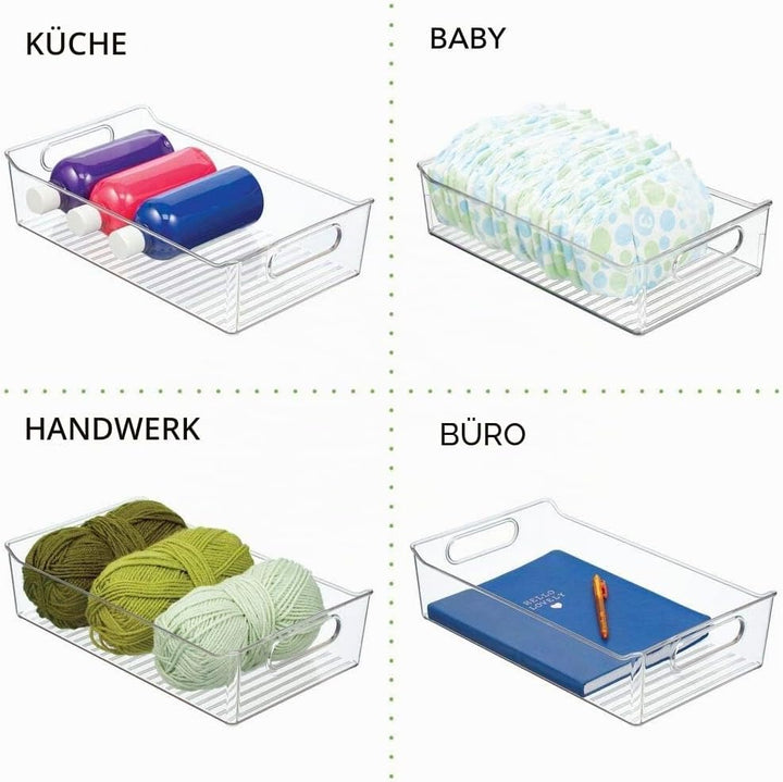 mDesign Aufbewahrungsbox für Büroutensilien – grosse Sortierbox aus Kunststoff für Schrank oder Schu