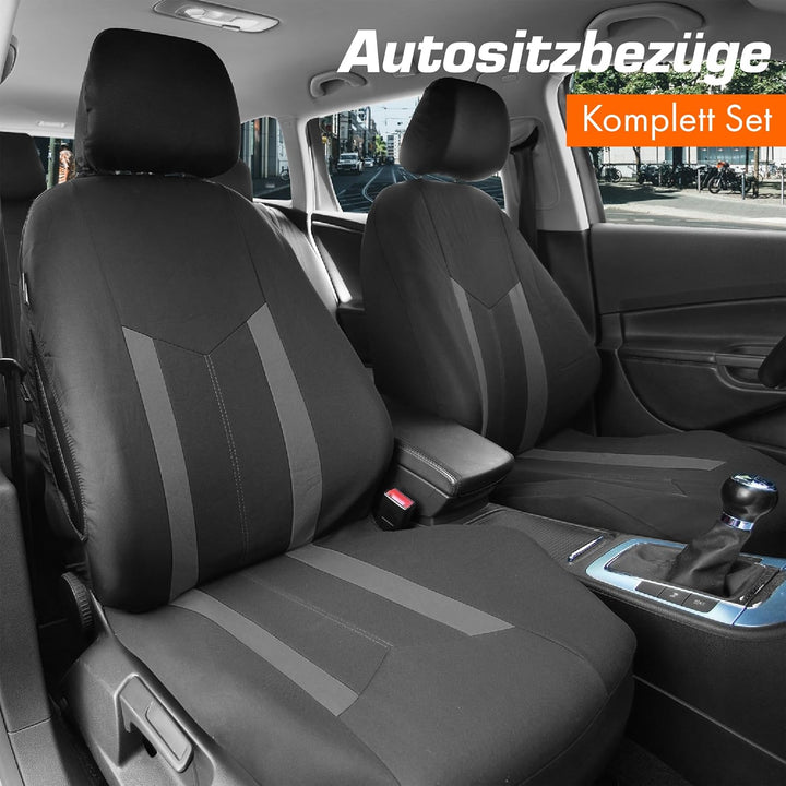 Upgrade4cars Autositzbezüge Set Universal Grau | Auto-Schonbezüge Vordersitze & Rückbank | Autositzb