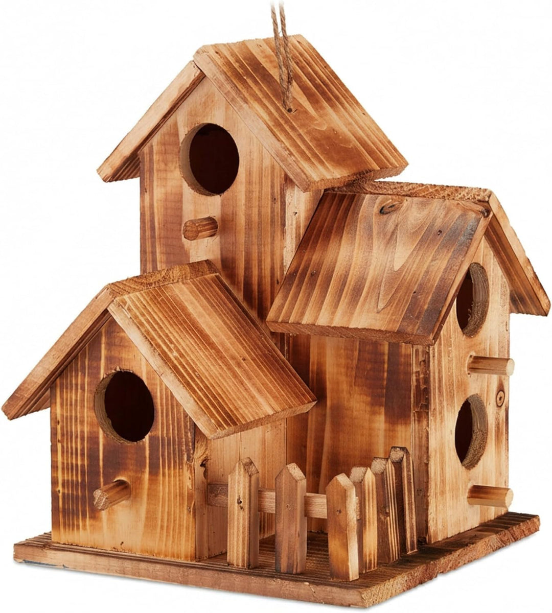 Relaxdays Vogelhaus, zum Aufhängen, Balkon, Terrasse, Garten, gebranntes Holz, Deko Nistkasten, HBT