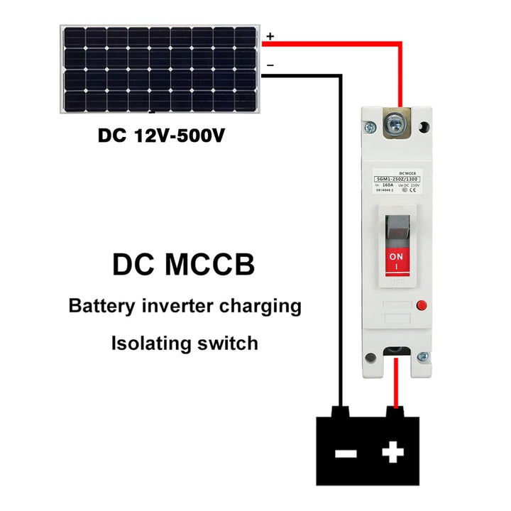 DEWIN Leistungsschalter, 1P DC Leistungsschalter Geformtes Gehäuse MCCB Solarbatterieschalter 250V 1