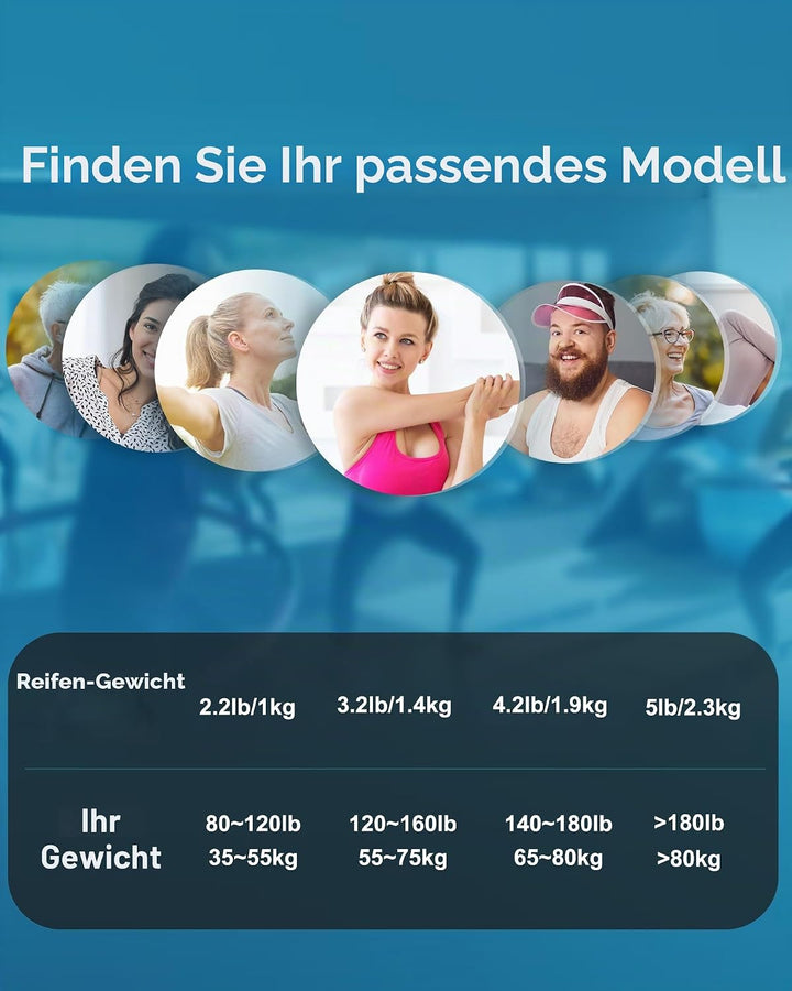 FEECCO Hula Hoop Reifen Erwachsene - hullahub Reifen zum Abnehmen Blau 1.0 kg, Blau 1.0 kg