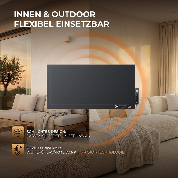 BR Bringer Infrarot Hochleistungsheizung 1200 Watt - Kompakte Infrarotheizung 60×30cm mit integriert