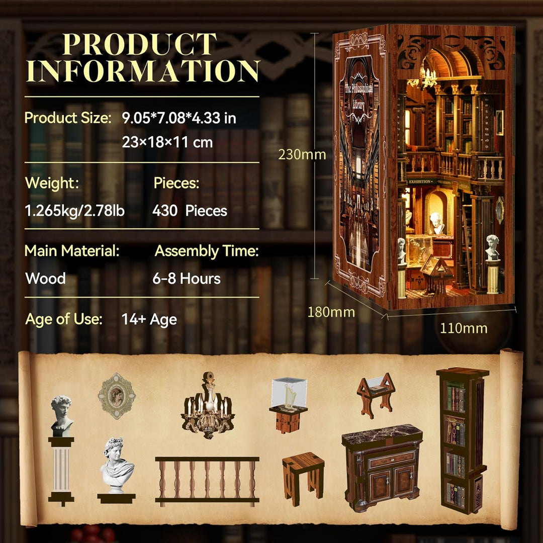 LUMYCE Book Nook Kit für Erwachsene Holzpuzzle DIY Miniatur Haus 3D Puppenhaus - Buchstütze für Büch